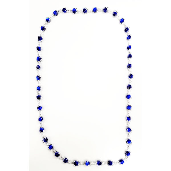 CAT'S EYE BLUE CAGE NECKLACE 32"
